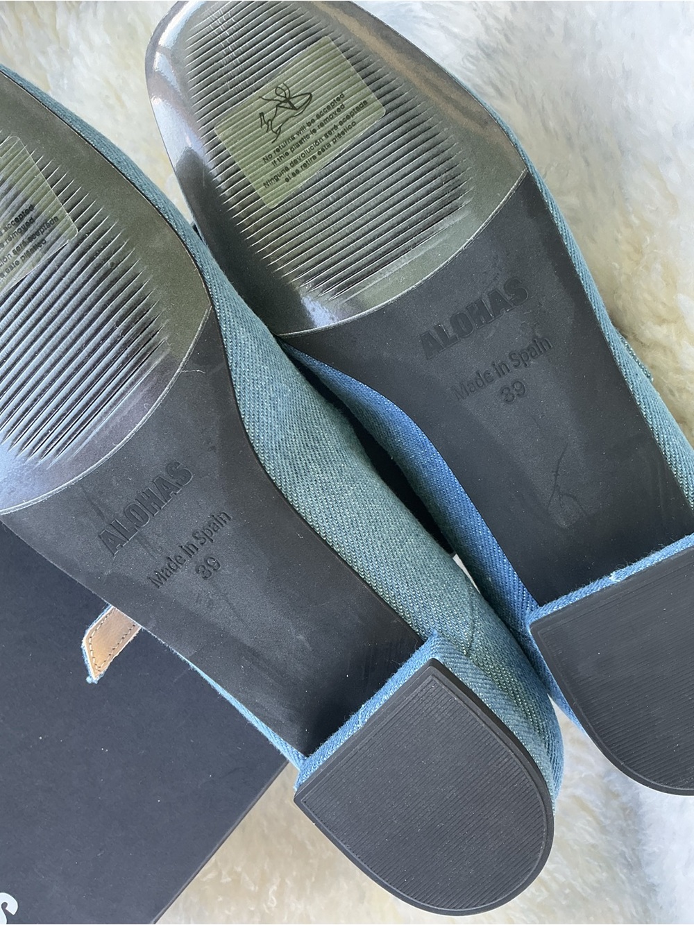 NIB ALOHAS Por Do Sol Denim Blue Mary Jane Ballet Flats Size 8–8.5 EU 39 - Picture 10 of 11